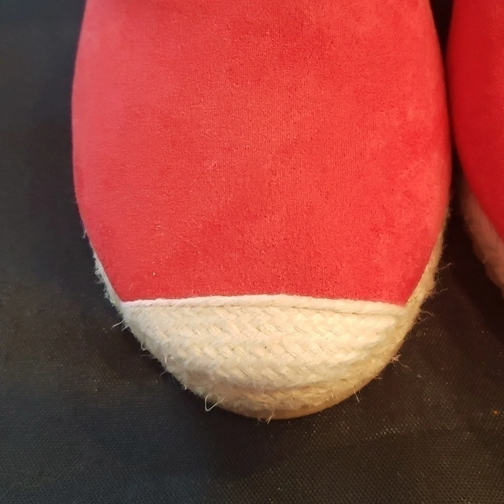 Emella Red suede heeled Esparille sandal